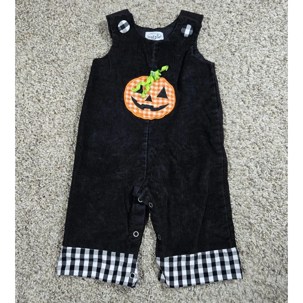 Mud Pie Baby Halloween Pumpkin Corduroy Longall Overalls 0-6M